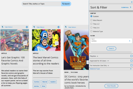 Sort and Filter menu slideout.